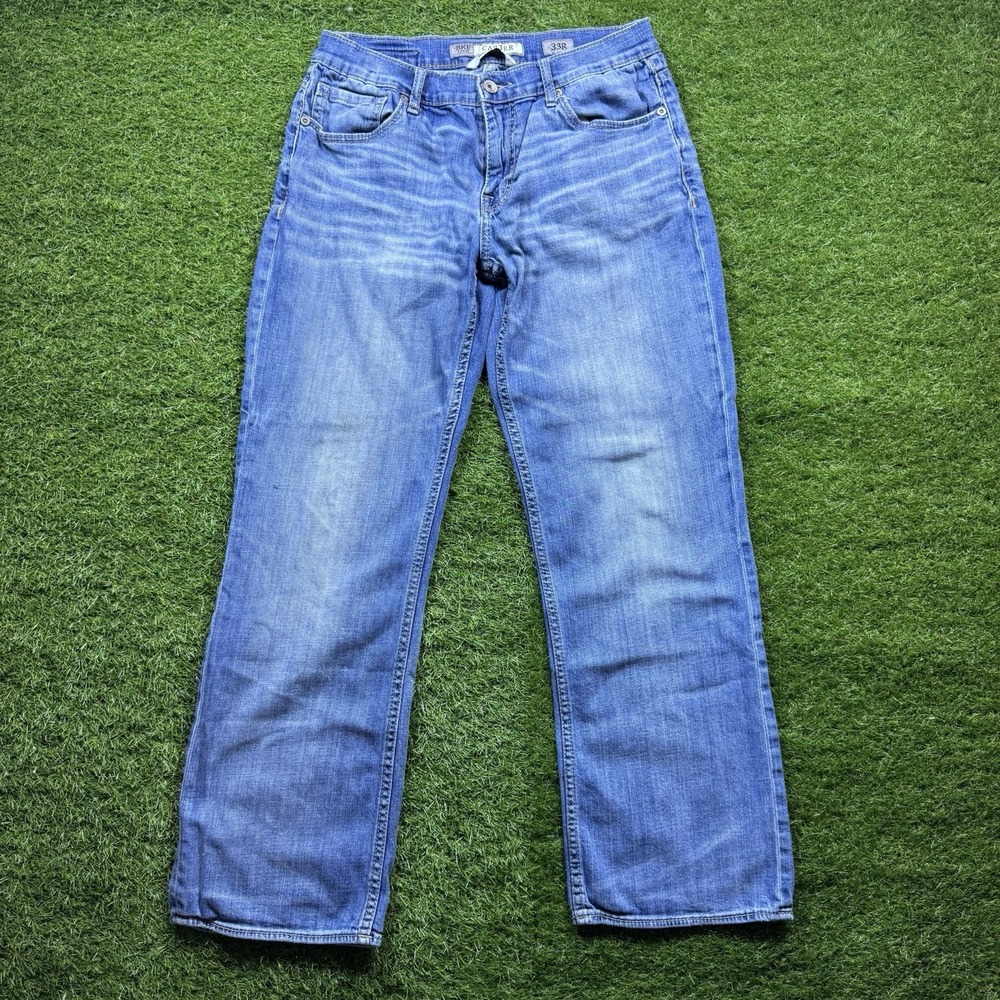 BKE Carter Bootcut Jeans Mens 33R 33x30 Blue Light Wash Denim Cowboy Faded